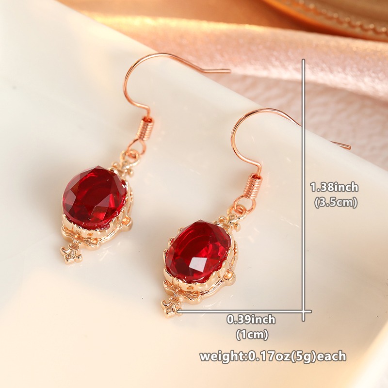 Trendy Inlaid Red Cubic Zirconia Drop Earrings